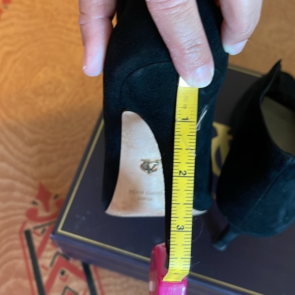 Ladies black suede boot peep toe - Picture 6 of 6